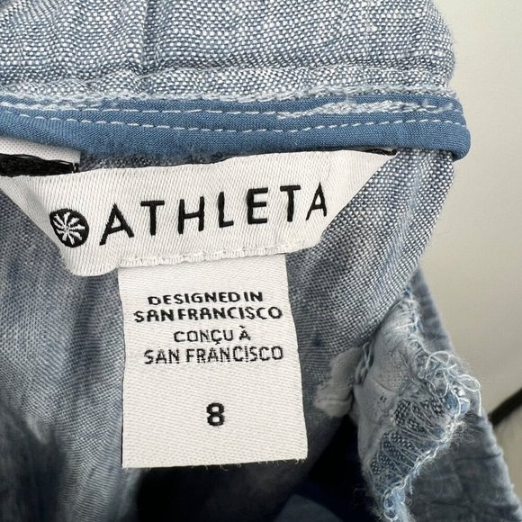 Athleta Women's Cabo Linen Jogger Pants Size 8 Chambray Blue - Picture 11 of 13